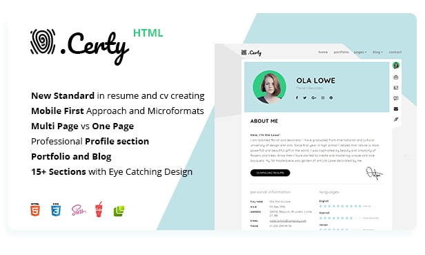 Certy - Online Resume / CV Template
