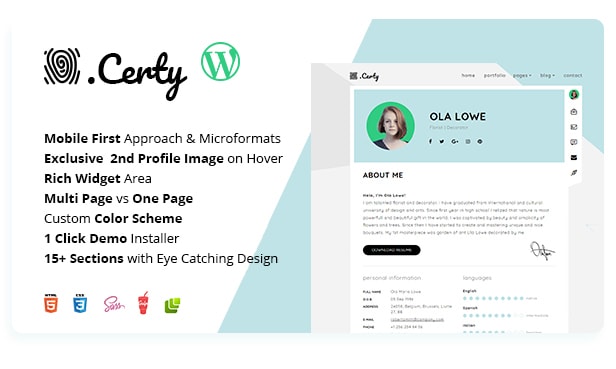 Certy - Online Resume / CV Template